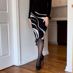 Black and White MIDI Skirt
